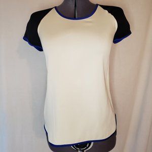 Diane Von Furstenberg Silk Top cream/blk/blu